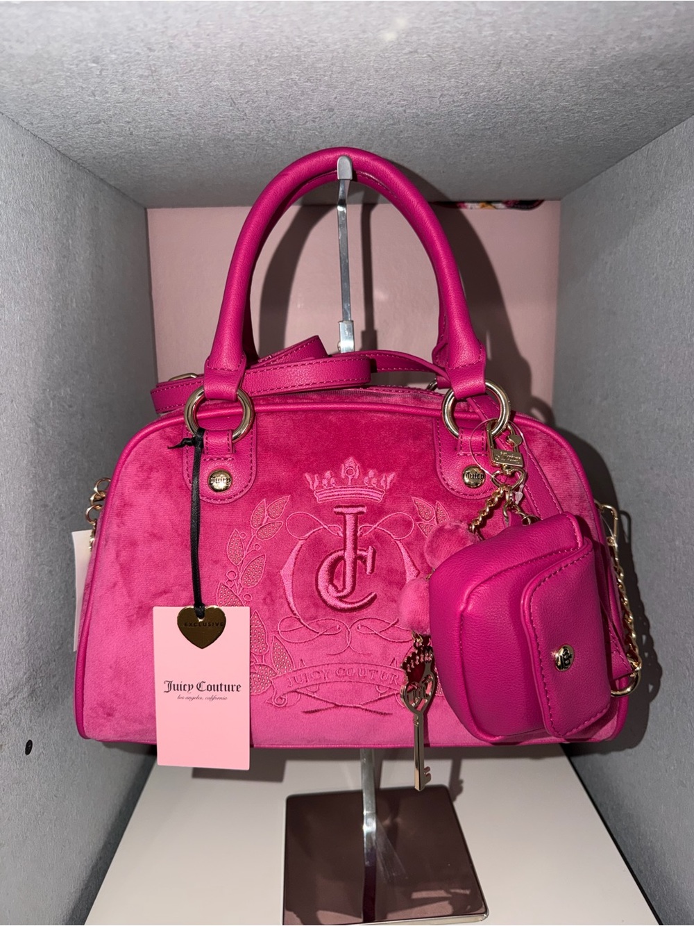 Juicy Couture Sparkle Royal Satchel NWT Raspberry Tart